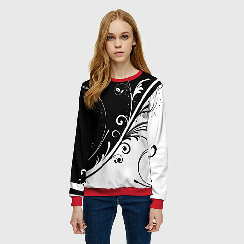 Женский свитшот Цветочный узор / 3D-Красный – фото 3