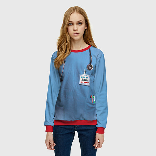Женский свитшот Костюм врача / 3D-Красный – фото 3