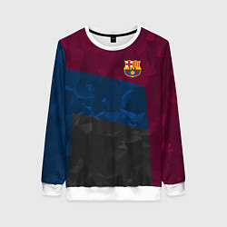 Свитшот женский FC Barcelona: Dark polygons, цвет: 3D-белый