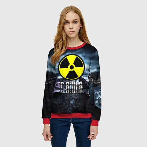 Женский свитшот S.T.A.L.K.E.R: Саша / 3D-Красный – фото 3