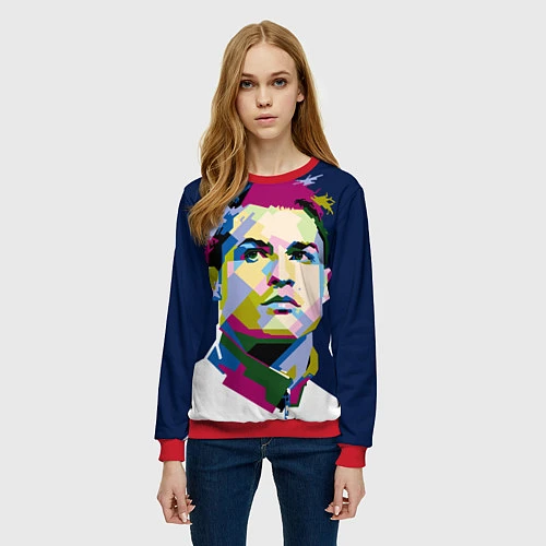 Женский свитшот Cristiano Ronaldo Art / 3D-Красный – фото 3