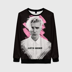 Свитшот женский Justin Bieber: Pink Splash, цвет: 3D-черный