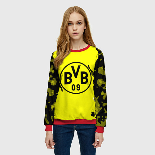 Женский свитшот FC Borussia Dortmund: Yellow & Black / 3D-Красный – фото 3