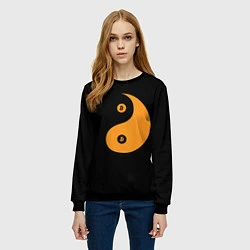 Свитшот женский Bitcoin: Ying Yang, цвет: 3D-черный — фото 2