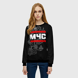 Свитшот женский МЧС: герб РФ, цвет: 3D-черный — фото 2