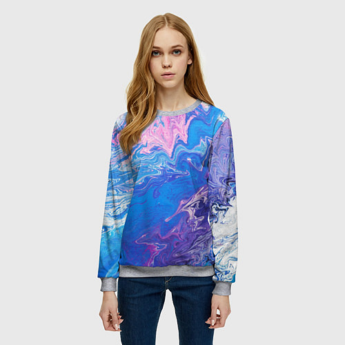 Женский свитшот Tie-Dye Blue & Violet / 3D-Меланж – фото 3