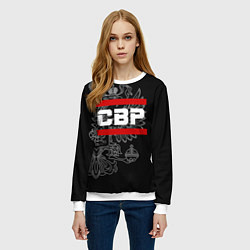 Свитшот женский СВР: герб РФ, цвет: 3D-белый — фото 2