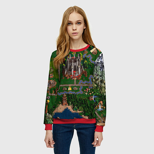 Женский свитшот Heroes III: Map / 3D-Красный – фото 3