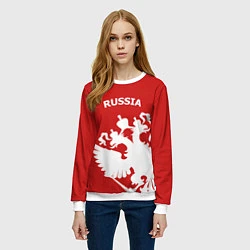 Свитшот женский Russia: Red & White, цвет: 3D-белый — фото 2