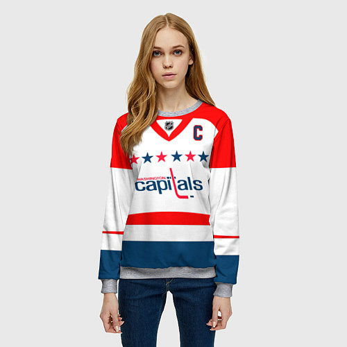 Женский свитшот Washington Capitals: Ovechkin White / 3D-Меланж – фото 3