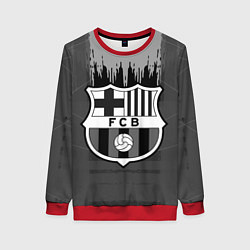 Свитшот женский FC Barcelona: Grey Abstract, цвет: 3D-красный