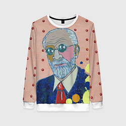 Свитшот женский Зигмунд Фрейд, цвет: 3D-белый