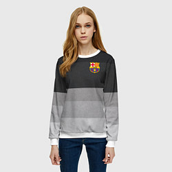 Свитшот женский ФК Барселона: Серый стиль, цвет: 3D-белый — фото 2