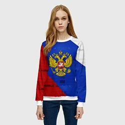 Свитшот женский Россия: триколор, цвет: 3D-белый — фото 2
