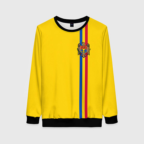 Женский свитшот Молдавия: лента с гербом / 3D-Черный – фото 1