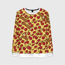 Свитшот женский Любитель пиццы, цвет: 3D-белый