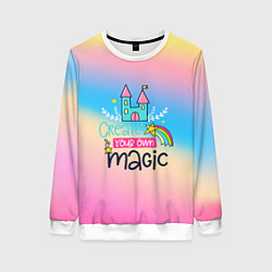 Свитшот женский Create your own magic, цвет: 3D-белый