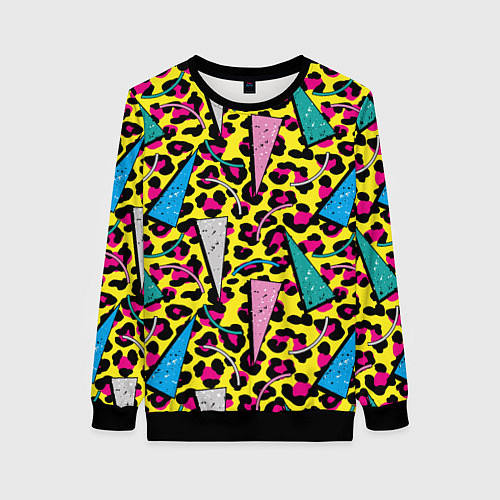 Женский свитшот 80s Leopard / 3D-Черный – фото 1