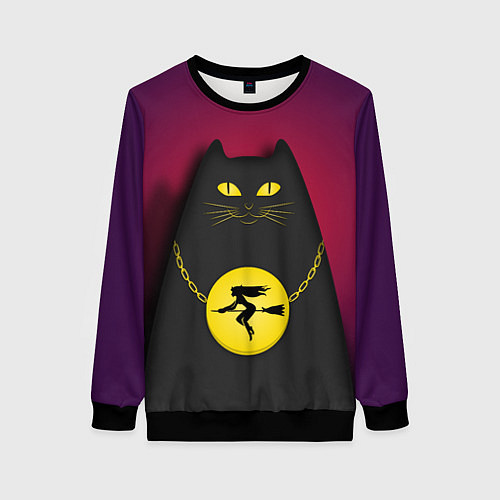 Женский свитшот Кот Бегемот / 3D-Черный – фото 1