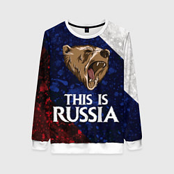 Свитшот женский Russia: Roaring Bear, цвет: 3D-белый
