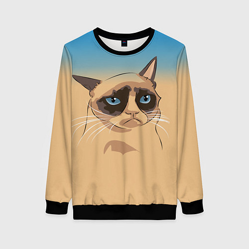 Женский свитшот Grumpy cat / 3D-Черный – фото 1