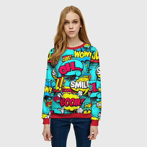 Женский свитшот Кислотный поп-арт / 3D-Красный – фото 3