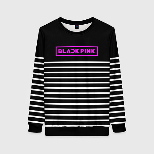 Женский свитшот Black Pink: White Stripes / 3D-Черный – фото 1