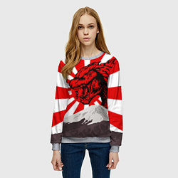 Свитшот женский Japanese Godzilla, цвет: 3D-меланж — фото 2