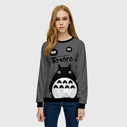 Свитшот женский Тоторо рядом, цвет: 3D-черный — фото 2