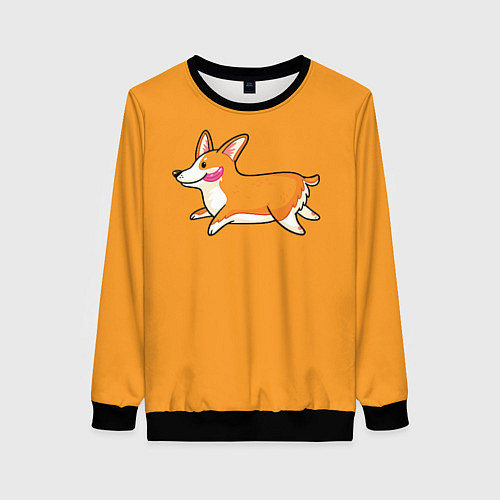 Женский свитшот Бегущий корги / 3D-Черный – фото 1