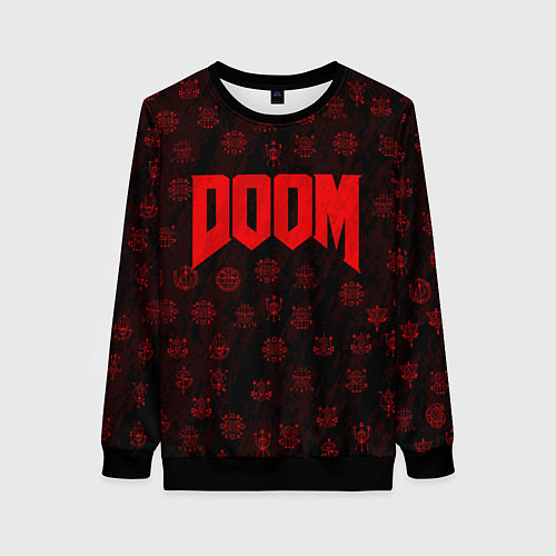 Женский свитшот DOOM: Hellish signs / 3D-Черный – фото 1
