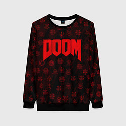 Свитшот женский DOOM: Hellish signs, цвет: 3D-черный