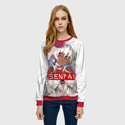 Свитшот женский Senpai: White Girl, цвет: 3D-красный — фото 2