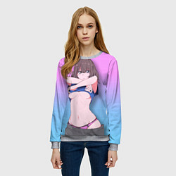 Свитшот женский Ahegao Girl, цвет: 3D-меланж — фото 2