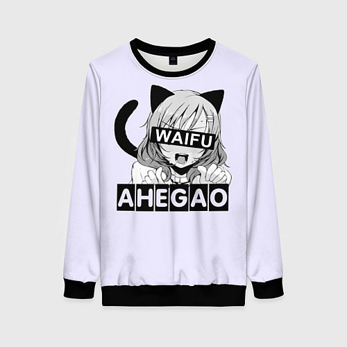 Женский свитшот Ahegao Waifu / 3D-Черный – фото 1