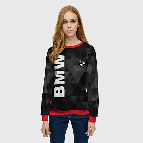 Женский свитшот BMW: Polygon / 3D-Красный – фото 3