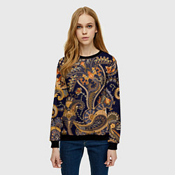 Свитшот женский Орнамент пейсли - золотой, цвет: 3D-черный — фото 2