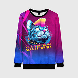 Свитшот женский Котопанк, цвет: 3D-черный