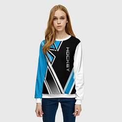 Свитшот женский Hockey black blue white, цвет: 3D-белый — фото 2