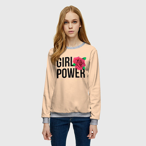 Женский свитшот Girl Power / 3D-Меланж – фото 3