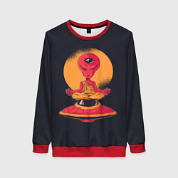 Свитшот женский Пришелец-медитатор, цвет: 3D-красный