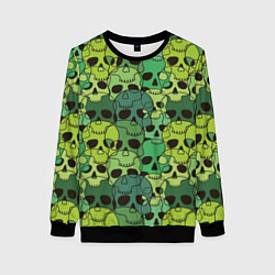 Женский свитшот Зеленые черепа - паттерн