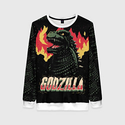 Свитшот женский Flame Godzilla, цвет: 3D-белый