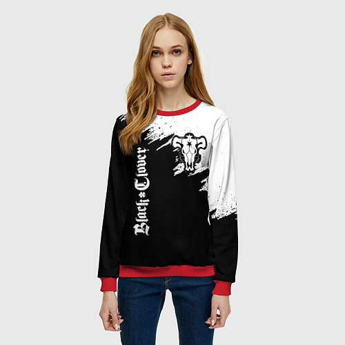Женский свитшот ЧЁРНЫЙ КЛЕВЕР / 3D-Красный – фото 3