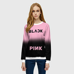 Свитшот женский Blackpink - розово-черный, цвет: 3D-белый — фото 2