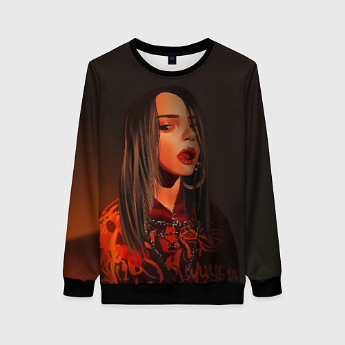 Женский свитшот Billie Eilish: Red Head / 3D-Черный – фото 1