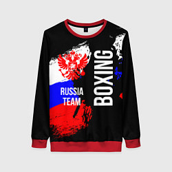 Свитшот женский Boxing Russia Team и герб РФ, цвет: 3D-красный