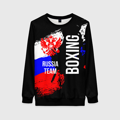 Женский свитшот Boxing Russia Team и герб РФ / 3D-Черный – фото 1