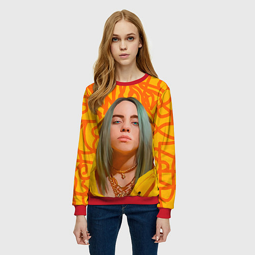 Женский свитшот Billie Eilish / 3D-Красный – фото 3