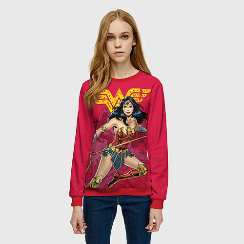 Женский свитшот Wonder Woman / 3D-Красный – фото 3